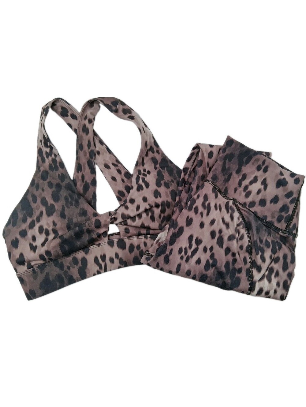 Fabletics Leggings & Top Women's S/M Cheetah Print Athletic Gym Yoga Pants